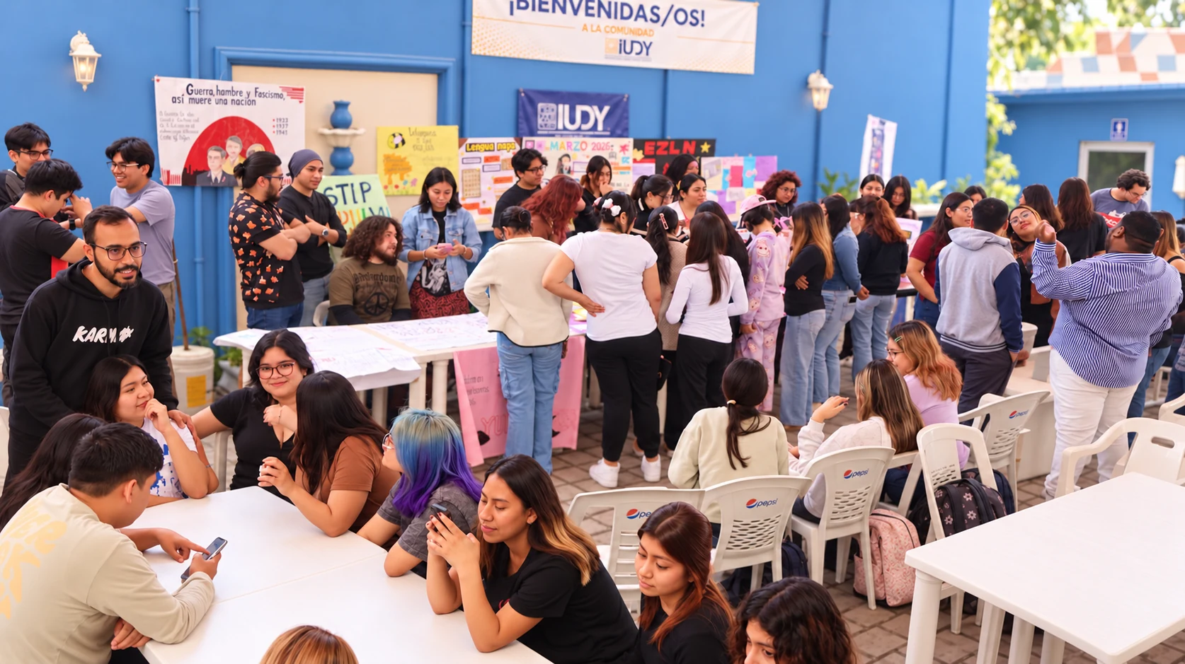Estudiantes de IUDY conviviendo y compartiendo proyectos en el campus